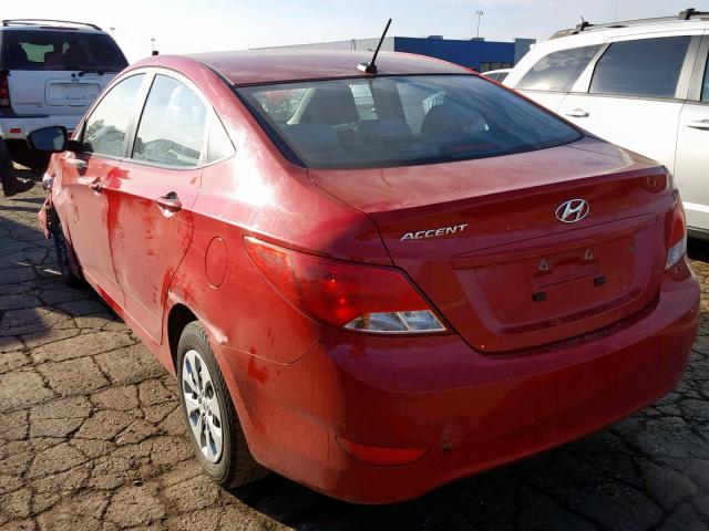 KMHCT4AE2GU980304 - 2016 HYUNDAI ACCENT SE RED photo 3