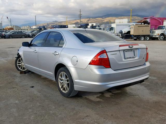 3FAHP0GA0CR259921 - 2012 FORD FUSION S SILVER photo 3