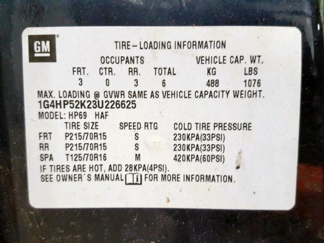 1G4HP52K23U226625 - 2003 BUICK LESABRE CU BLUE photo 10