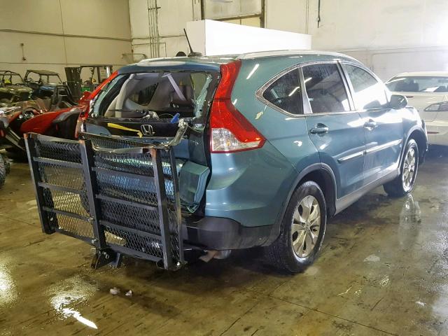 2HKRM4H72EH609928 - 2014 HONDA CR-V EXL TEAL photo 4