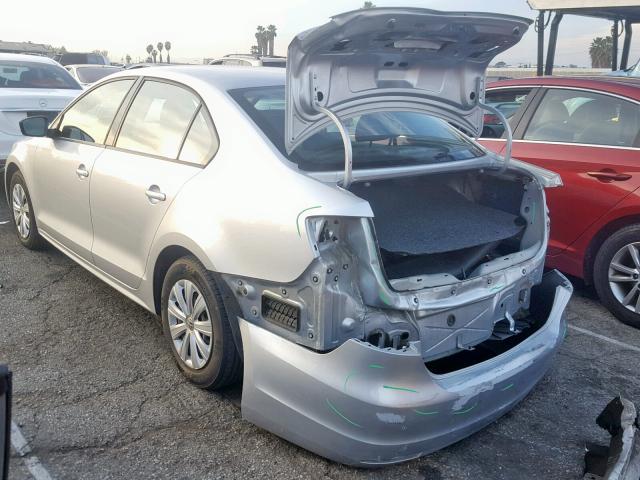 3VW2K7AJ0EM236247 - 2014 VOLKSWAGEN JETTA BASE GRAY photo 3