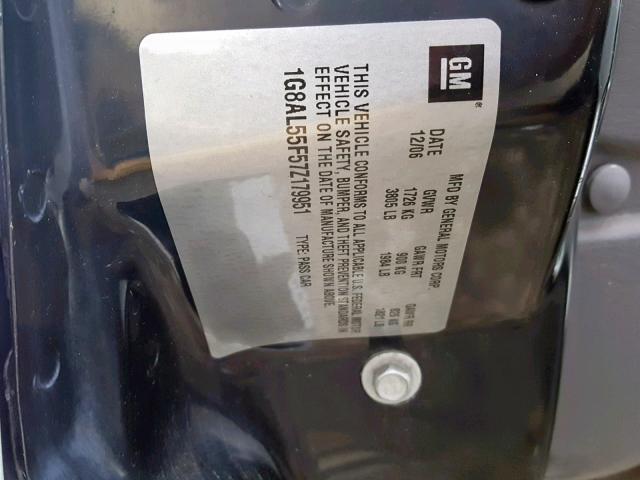 1G8AL55F57Z179951 - 2007 SATURN ION LEVEL WHITE photo 10