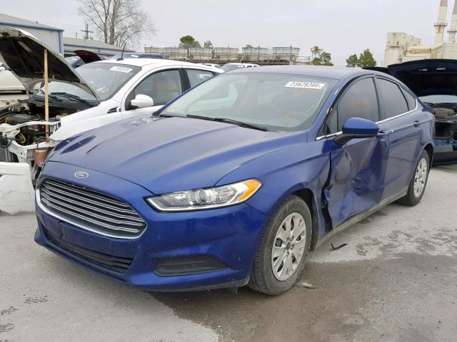 3FA6P0G79ER376945 - 2014 FORD FUSION S BLUE photo 2