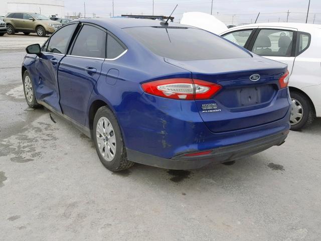 3FA6P0G79ER376945 - 2014 FORD FUSION S BLUE photo 3