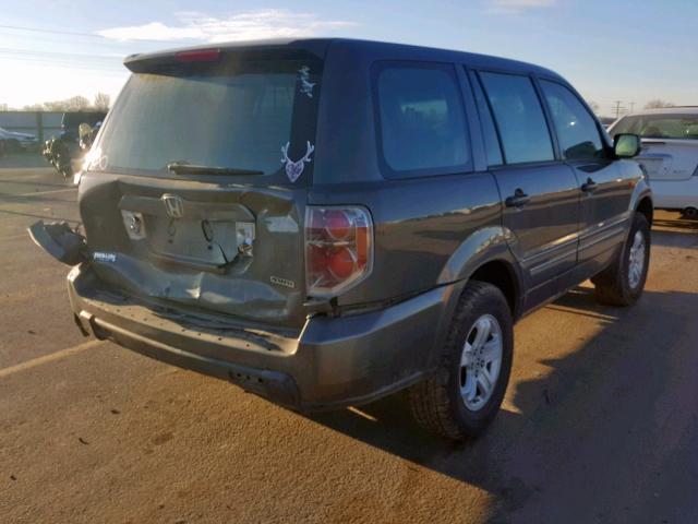 2HKYF18107H515095 - 2007 HONDA PILOT LX GRAY photo 4