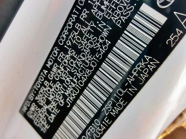 JTKKU104X8J015464 - 2008 TOYOTA SCION XD 白色 照片 10