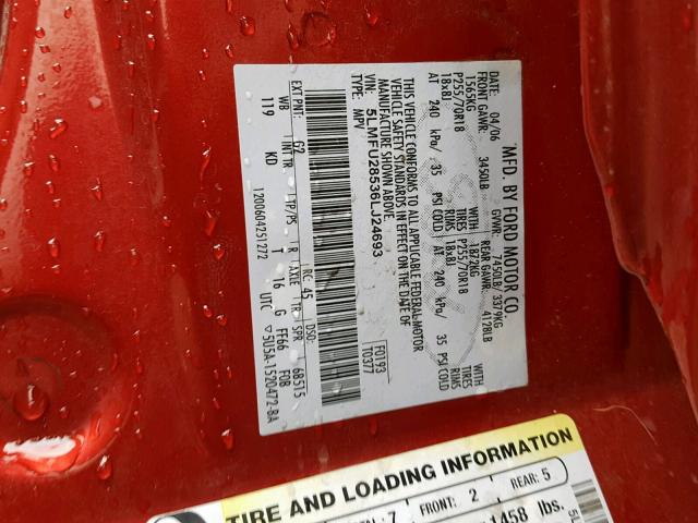 5LMFU28536LJ24693 - 2006 LINCOLN NAVIGATOR 栗色 照片 10