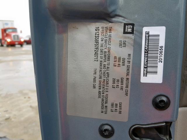 1G1ZS58F57F240717 - 2007 CHEVROLET MALIBU LS BLUE photo 10