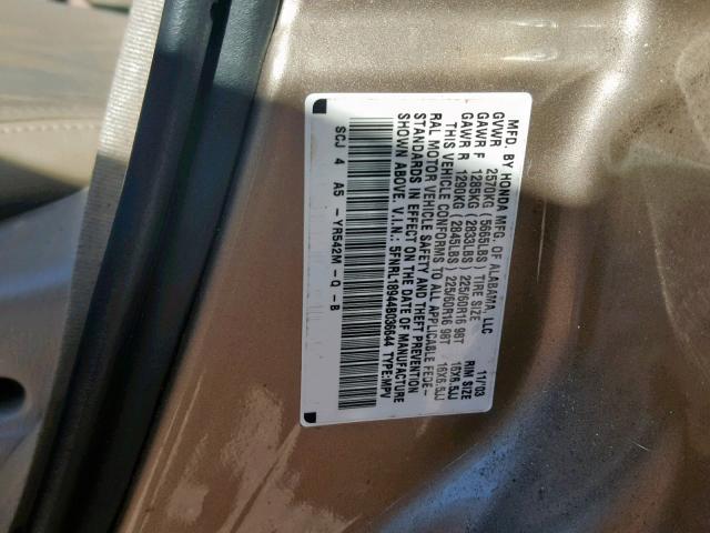 5FNRL18944B036644 - 2004 HONDA ODYSSEY EX TAN photo 10