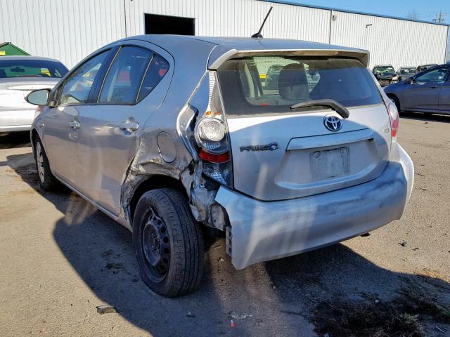 JTDKDTB39C1506446 - 2012 TOYOTA PRIUS C SILVER photo 3