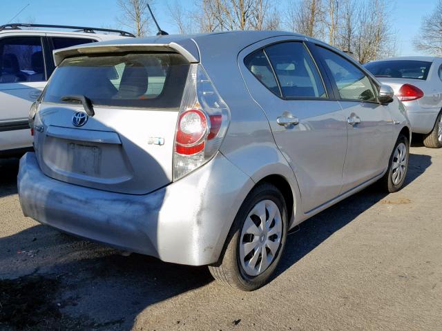 JTDKDTB39C1506446 - 2012 TOYOTA PRIUS C SILVER photo 4