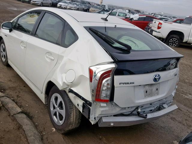 JTDKN3DU9E1744609 - 2014 TOYOTA PRIUS WHITE photo 3