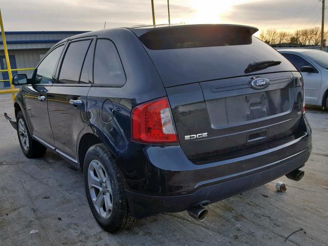 2FMDK3JC4BBA88523 - 2011 FORD EDGE SEL BLACK photo 3