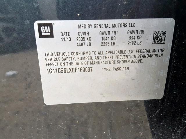 1G11C5SLXEF169097 - 2014 CHEVROLET MALIBU 1LT 石墨色 照片 10