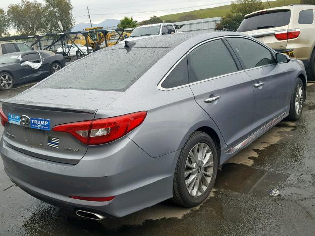 5NPE34AF6FH120713 - 2015 HYUNDAI SONATA SPO SILVER photo 4