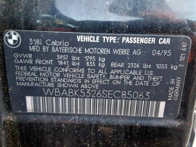 WBABK5326SEC85063 - 1995 BMW 318 IC BLACK photo 10