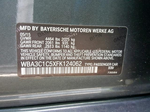 WBA3C1C5XFK124062 - 2015 BMW 328 I SULE BROWN photo 10