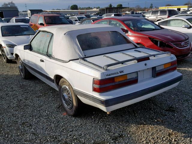 1FABP2736GF276356 - 1986 FORD MUSTANG LX WHITE photo 3