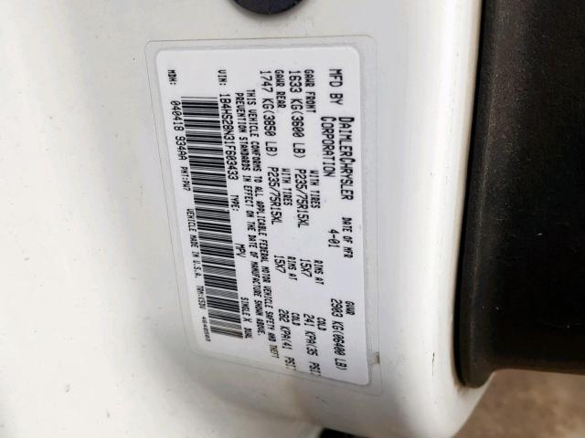 1B4HS28N31F603433 - 2001 DODGE DURANGO 白色 照片 10