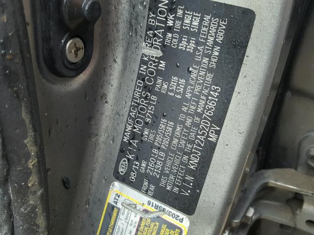 KNDJT2A52D7636143 - 2013 KIA SOUL 烧焦的 照片 10