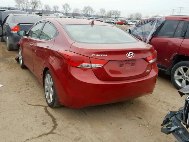 KMHDH4AE3DU632044 - 2013 HYUNDAI ELANTRA GL RED photo 3