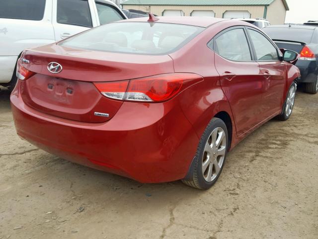 KMHDH4AE3DU632044 - 2013 HYUNDAI ELANTRA GL RED photo 4