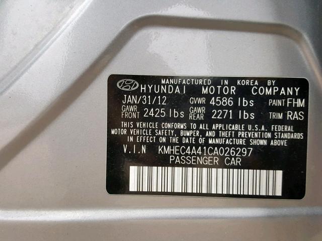 KMHEC4A41CA026297 - 2012 HYUNDAI SONATA HYB GRAY photo 10