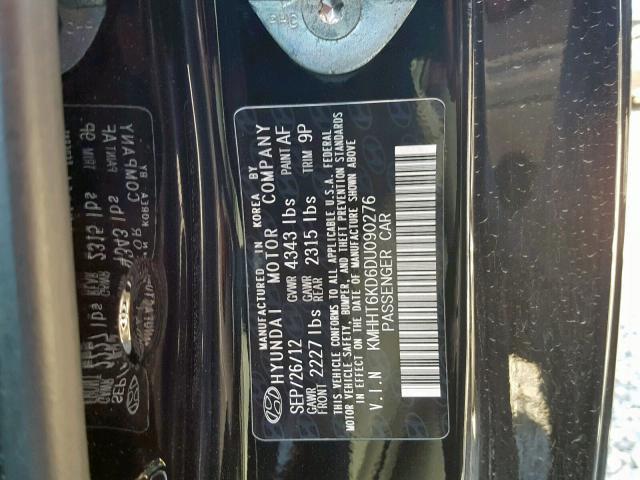 KMHHT6KD6DU090276 - 2013 HYUNDAI GENESIS CO BLACK photo 10