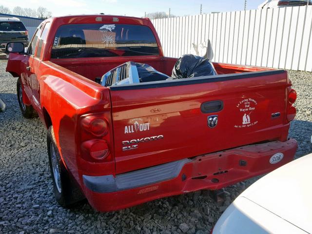 1D7HE42N76S503788 - 2006 DODGE DAKOTA SLT RED photo 3