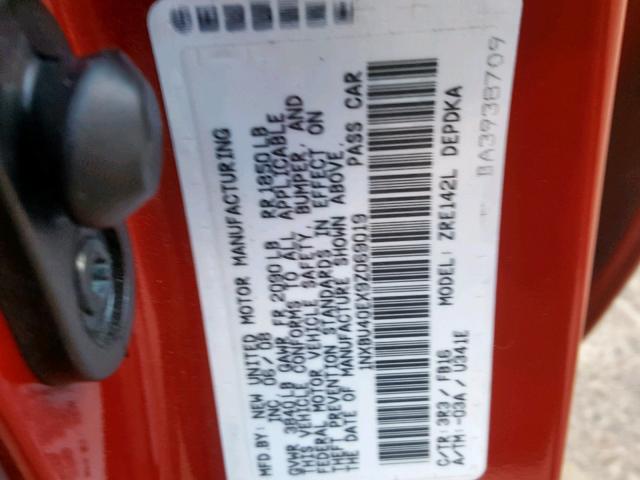 1NXBU40EX9Z069019 - 2009 TOYOTA COROLLA BA RED photo 10