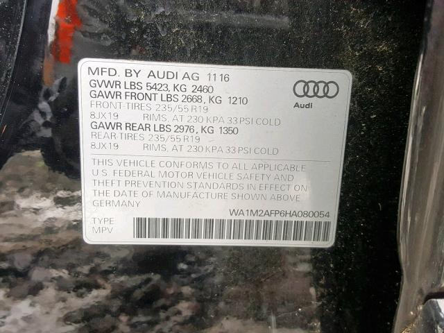 WA1M2AFP6HA080054 - 2017 AUDI Q5 PREMIUM BLACK photo 10