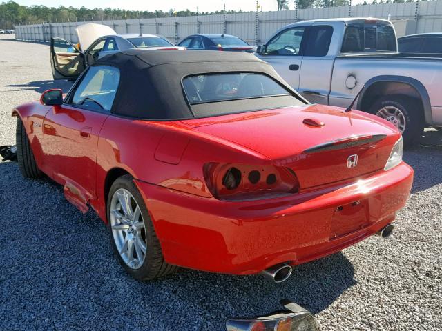 JHMAP21405S008347 - 2005 HONDA S2000 RED photo 3