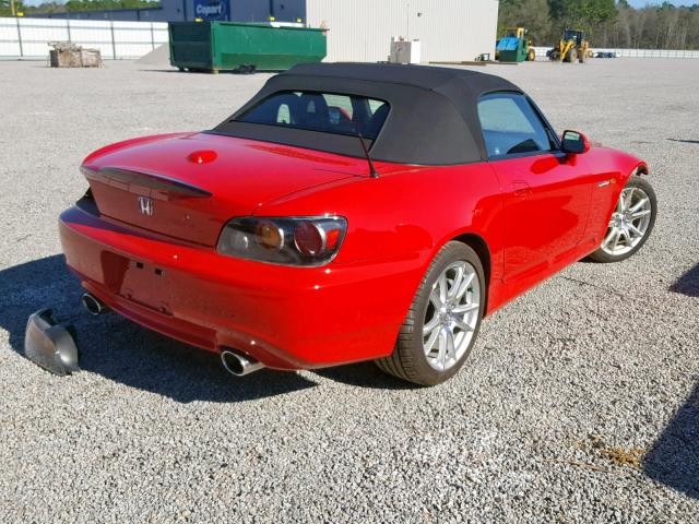 JHMAP21405S008347 - 2005 HONDA S2000 RED photo 4