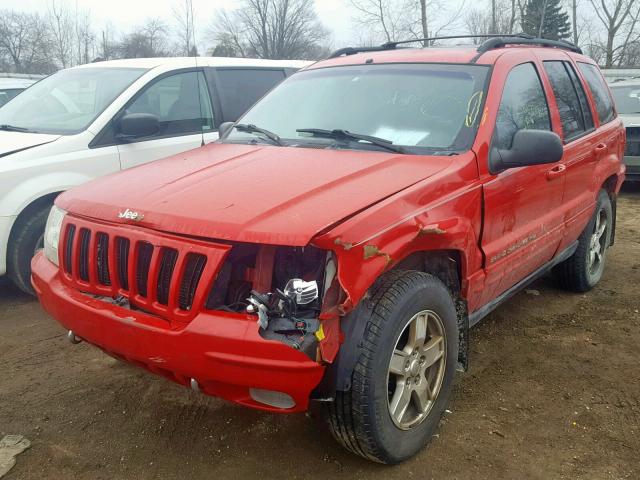 1J4GW58N8YC105609 - 2000 JEEP GRAND CHER RED photo 2