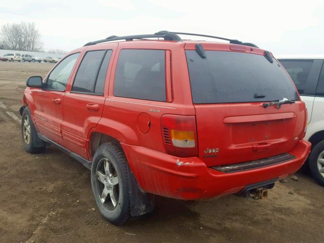 1J4GW58N8YC105609 - 2000 JEEP GRAND CHER RED photo 3