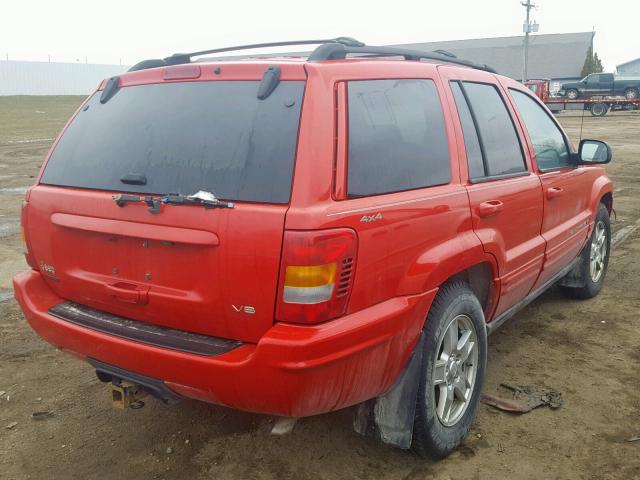 1J4GW58N8YC105609 - 2000 JEEP GRAND CHER RED photo 4