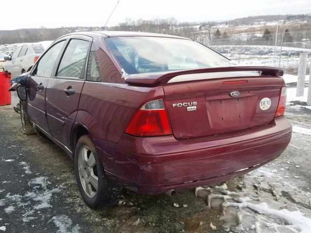 1FAHP34N97W176838 - 2007 FORD FOCUS ZX4 MAROON photo 3