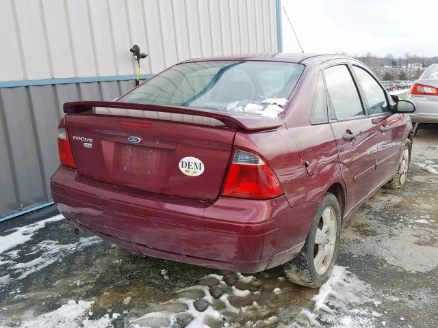 1FAHP34N97W176838 - 2007 FORD FOCUS ZX4 MAROON photo 4