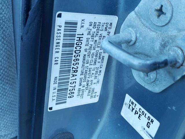 1HGCD5652RA157569 - 1994 HONDA ACCORD EX BLUE photo 10