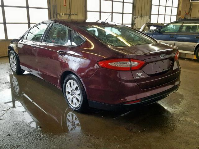 3FA6P0G70DR100927 - 2013 FORD FUSION S BURGUNDY photo 3