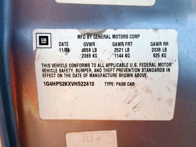 1G4HP52KXVH522410 - 1997 BUICK LESABRE CU BLUE photo 10