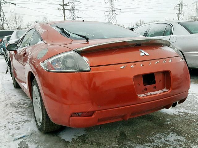 4A3AK24F17E008028 - 2007 MITSUBISHI ECLIPSE GS ORANGE photo 3