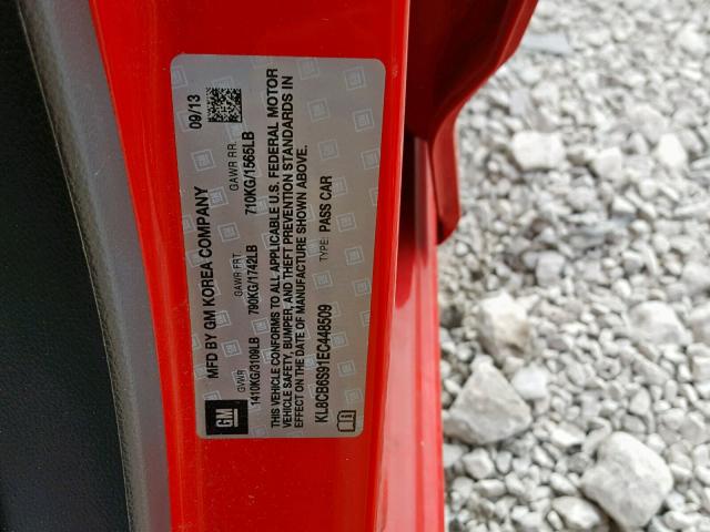 KL8CB6S91EC448509 - 2014 CHEVROLET SPARK LS RED photo 10