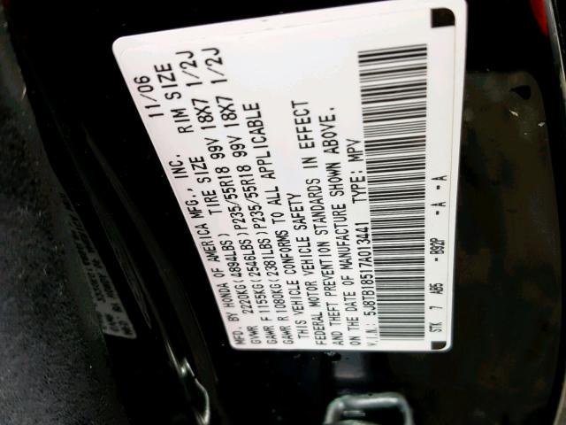 5J8TB18517A013441 - 2007 ACURA RDX TECHNO BLACK photo 10