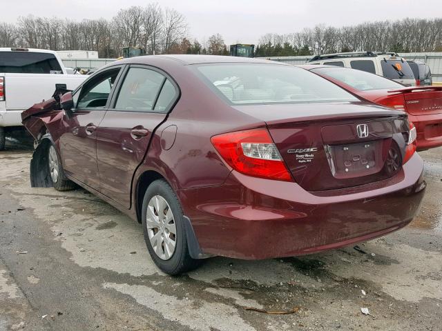 19XFB2F58CE051101 - 2012 HONDA CIVIC LX RED photo 3