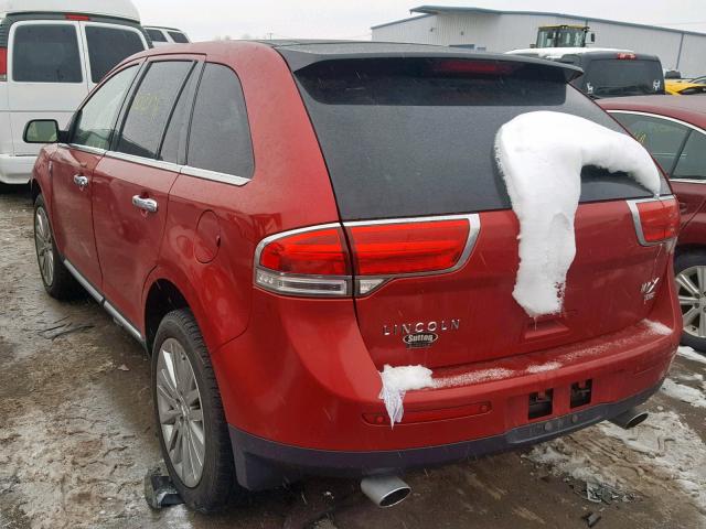 2LMDJ8JK4BBJ22620 - 2011 LINCOLN MKX RED photo 3