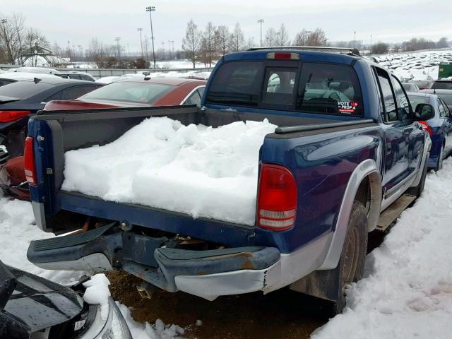 1B7HG48N62S633180 - 2002 DODGE DAKOTA QUA BLUE photo 4