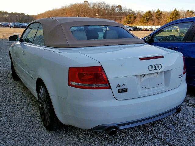 WAUDH48H99K009533 - 2009 AUDI A4 3.2 CAB WHITE photo 3