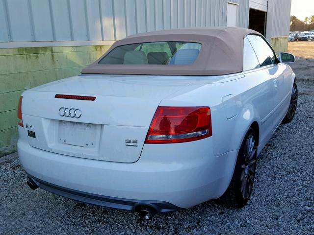 WAUDH48H99K009533 - 2009 AUDI A4 3.2 CAB WHITE photo 4