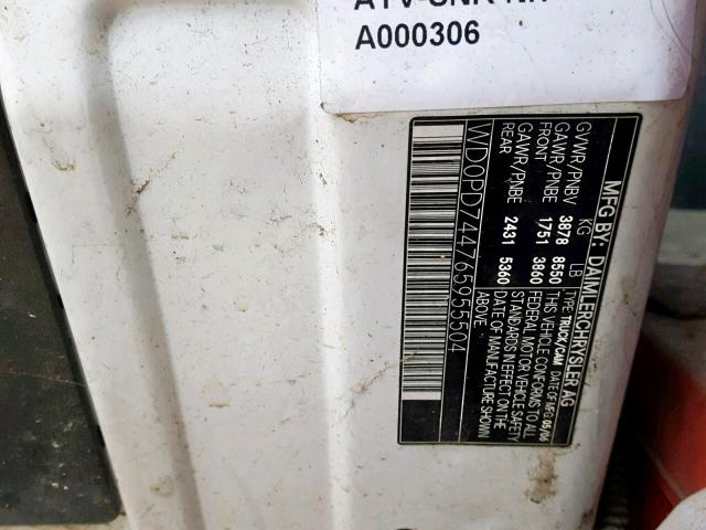 WD0PD744765955504 - 2006 DODGE SPRINTER 2 WHITE photo 10